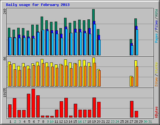 Daily usage for February 2013