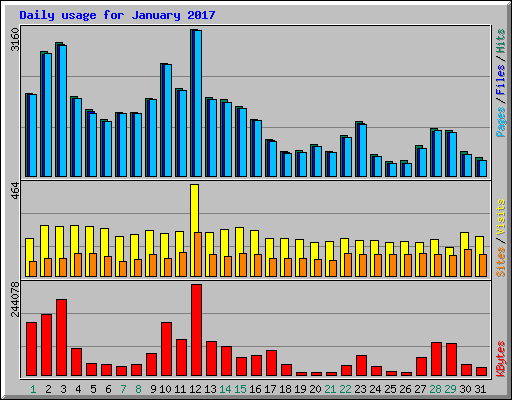 Daily usage for January 2017