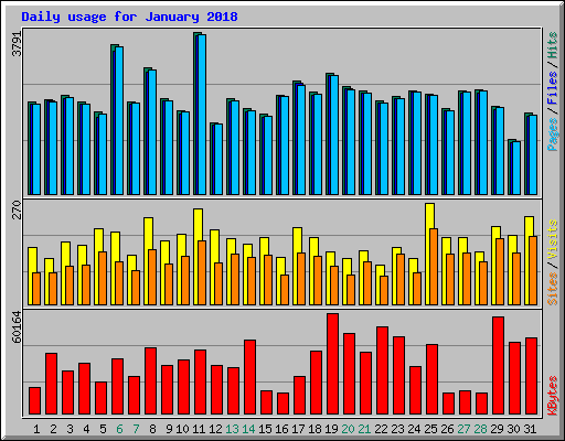 Daily usage for January 2018