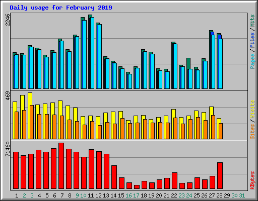 Daily usage for February 2019