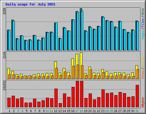 Daily usage for July 2021