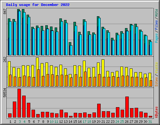 Daily usage for December 2022