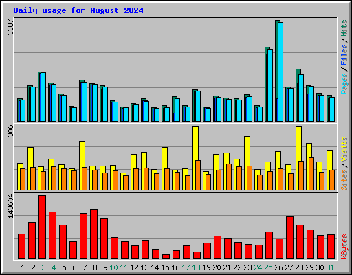 Daily usage for August 2024