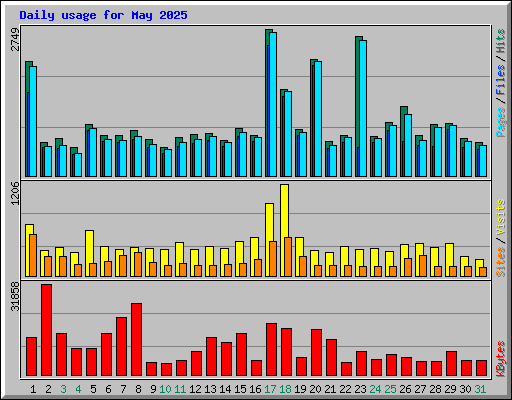 Daily usage for May 2025