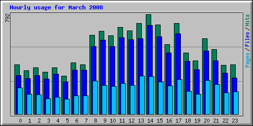 Hourly usage for March 2008