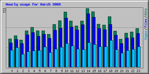 Hourly usage for March 2009