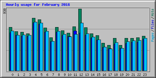 Hourly usage for February 2016
