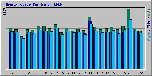 Hourly usage for March 2016