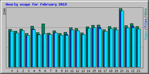 Hourly usage for February 2019