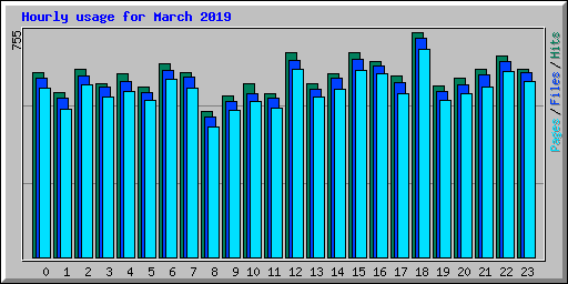 Hourly usage for March 2019